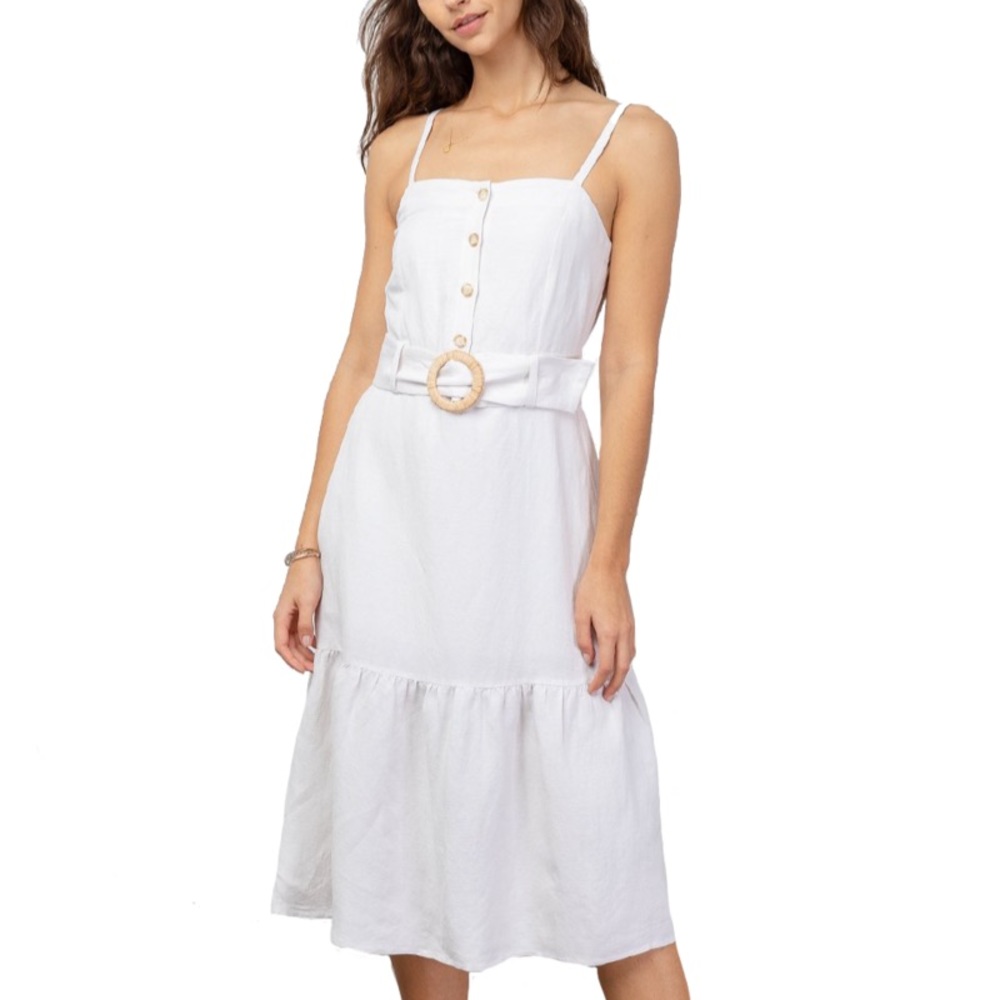Rails Astrid Belted Flounce Linen Blend Midi Dress - image 2